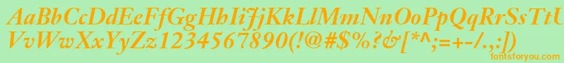 JansonTextLt76BoldItalic Font – Orange Fonts on Green Background