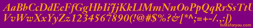 JansonTextLt76BoldItalic Font – Orange Fonts on Purple Background