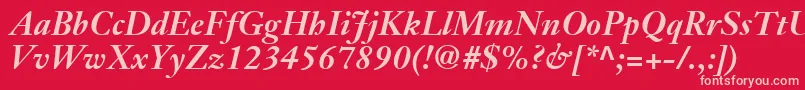 JansonTextLt76BoldItalic Font – Pink Fonts on Red Background