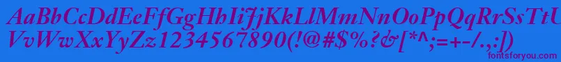 JansonTextLt76BoldItalic Font – Purple Fonts on Blue Background