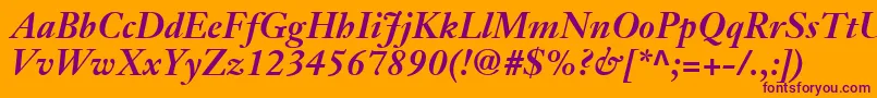 JansonTextLt76BoldItalic Font – Purple Fonts on Orange Background