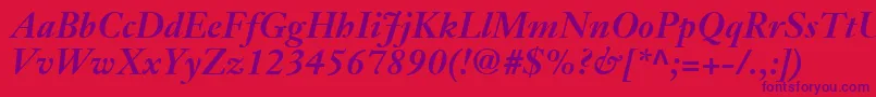 JansonTextLt76BoldItalic Font – Purple Fonts on Red Background