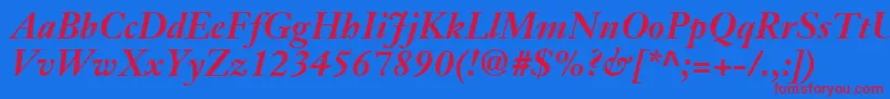 JansonTextLt76BoldItalic Font – Red Fonts on Blue Background