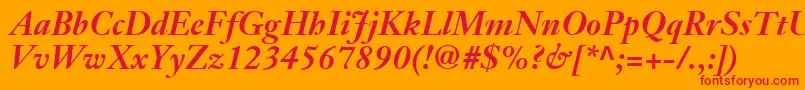 フォントJansonTextLt76BoldItalic – オレンジの背景に赤い文字
