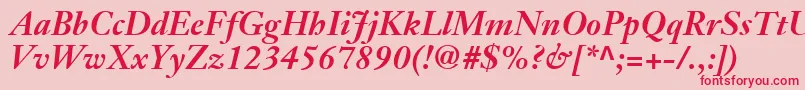 JansonTextLt76BoldItalic Font – Red Fonts on Pink Background