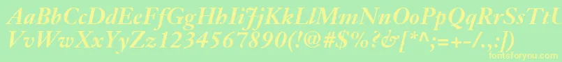 JansonTextLt76BoldItalic Font – Yellow Fonts on Green Background