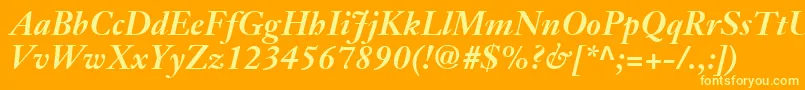 JansonTextLt76BoldItalic Font – Yellow Fonts on Orange Background