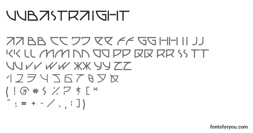 A fonte Uubastraight – alfabeto, números, caracteres especiais
