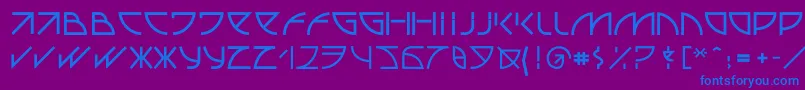 フォントUubastraight – 紫色の背景に青い文字