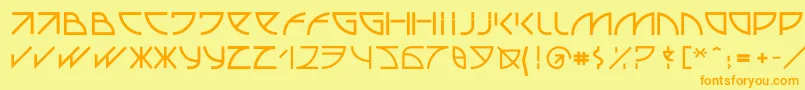 フォントUubastraight – オレンジの文字が黄色の背景にあります。