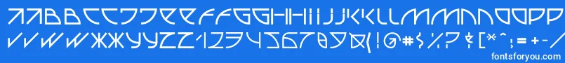 Uubastraight-Schriftart – Weiße Schriften auf blauem Hintergrund