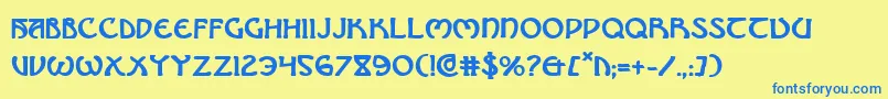 フォントBrinathynb – 青い文字が黄色の背景にあります。