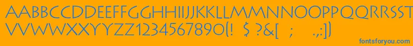 Lithosc-Schriftart – Blaue Schriften auf orangefarbenem Hintergrund