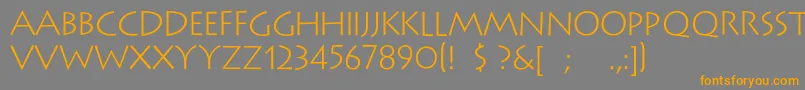 フォントLithosc – オレンジの文字は灰色の背景にあります。