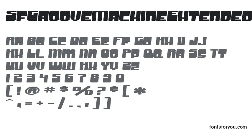 Шрифт SfGrooveMachineExtendedBold – алфавит, цифры, специальные символы