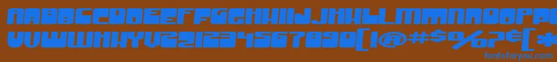 SfGrooveMachineExtendedBold-Schriftart – Blaue Schriften auf braunem Hintergrund