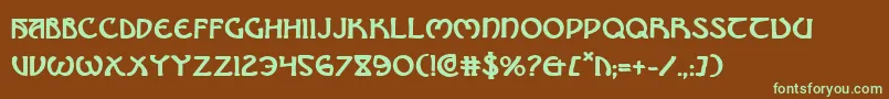 フォントBrinAthynBold – 緑色の文字が茶色の背景にあります。