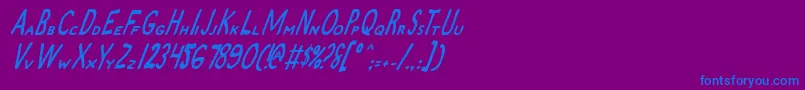 ZamboniJoeItalic-Schriftart – Blaue Schriften auf violettem Hintergrund