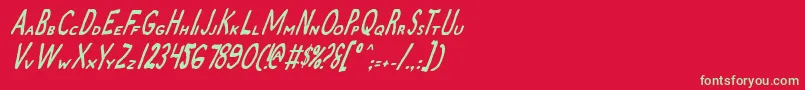 フォントZamboniJoeItalic – 赤い背景に緑の文字
