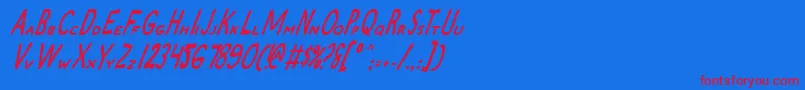 ZamboniJoeItalic Font – Red Fonts on Blue Background