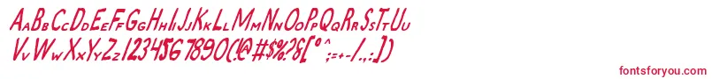 フォントZamboniJoeItalic – 白い背景に赤い文字