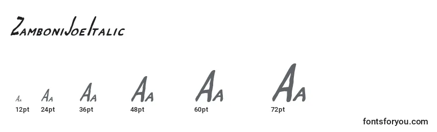ZamboniJoeItalic Font Sizes