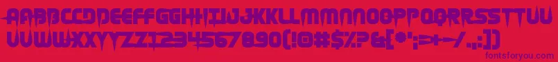 Hellgrazer-Schriftart – Violette Schriften auf rotem Hintergrund