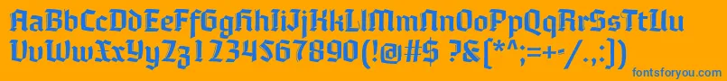 Moyenage-fontti – siniset fontit oranssilla taustalla