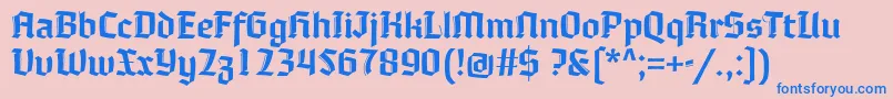 フォントMoyenage – ピンクの背景に青い文字