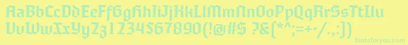 フォントMoyenage – 黄色い背景に緑の文字