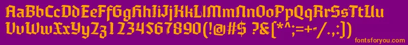 Moyenage-fontti – oranssit fontit violetilla taustalla