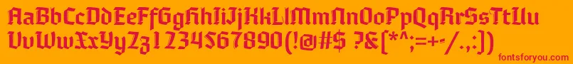 Moyenage Font – Red Fonts on Orange Background
