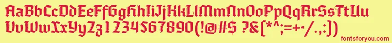 Moyenage Font – Red Fonts on Yellow Background