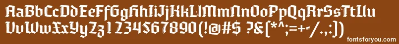 Moyenage-fontti – valkoiset fontit ruskealla taustalla