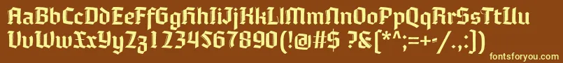 Moyenage Font – Yellow Fonts on Brown Background