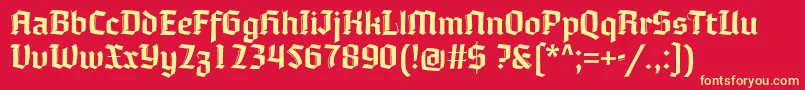 Moyenage Font – Yellow Fonts on Red Background