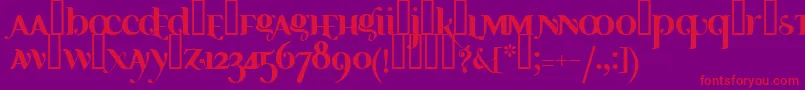 フォントAyosmonikaBold – 紫の背景に赤い文字