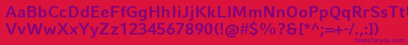 Czcionka CompatilFactLtComBold – fioletowe czcionki na czerwonym tle