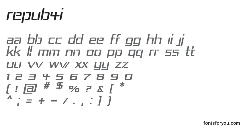 A fonte Repub4i – alfabeto, números, caracteres especiais