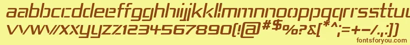 フォントRepub4i – 茶色の文字が黄色の背景にあります。