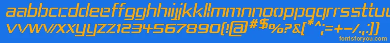 フォントRepub4i – オレンジ色の文字が青い背景にあります。