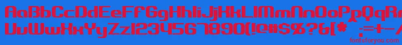 Explorien-Schriftart – Rote Schriften auf blauem Hintergrund