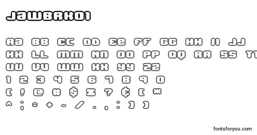 Czcionka Jawbrko1 – alfabet, cyfry, specjalne znaki