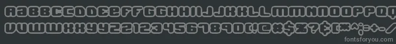 Jawbrko1-fontti – harmaat kirjasimet mustalla taustalla