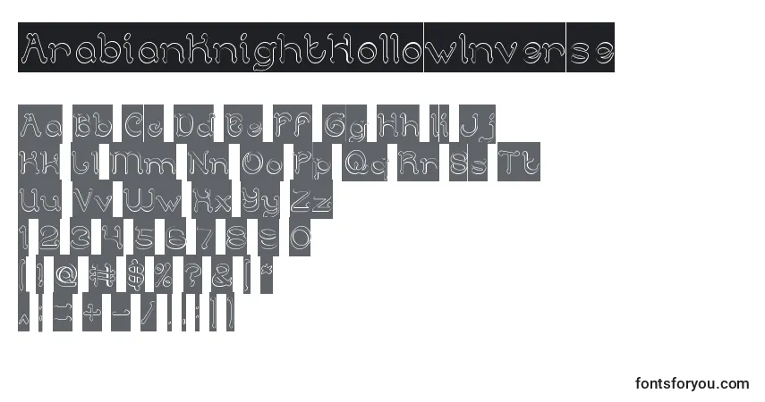 Schriftart ArabianKnightHollowInverse – Alphabet, Zahlen, spezielle Symbole