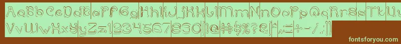 ArabianKnightHollowInverse-Schriftart – Grüne Schriften auf braunem Hintergrund