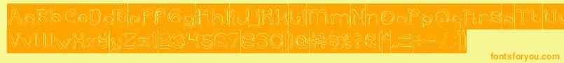 ArabianKnightHollowInverse-Schriftart – Orangefarbene Schriften auf gelbem Hintergrund