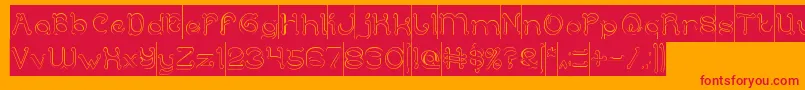 ArabianKnightHollowInverse-Schriftart – Rote Schriften auf orangefarbenem Hintergrund