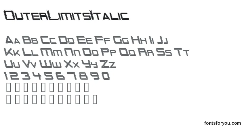 OuterLimitsItalicフォント–アルファベット、数字、特殊文字