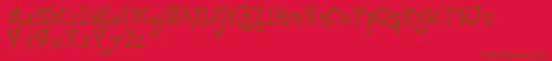 Tu-Schriftart – Braune Schriften auf rotem Hintergrund